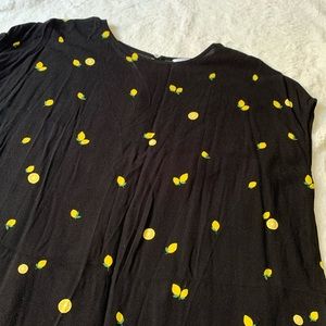Black Lemon Print Dress